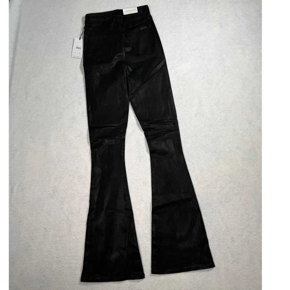 7 For All Mankind Womens jeans High Rise Coated Slim Bootcut Black Size 24 x 34